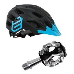 Entity MH15 Mountain Bike Helmet + Entity MP15 Shimano SPD Mountain Bike Pedals - Bundle